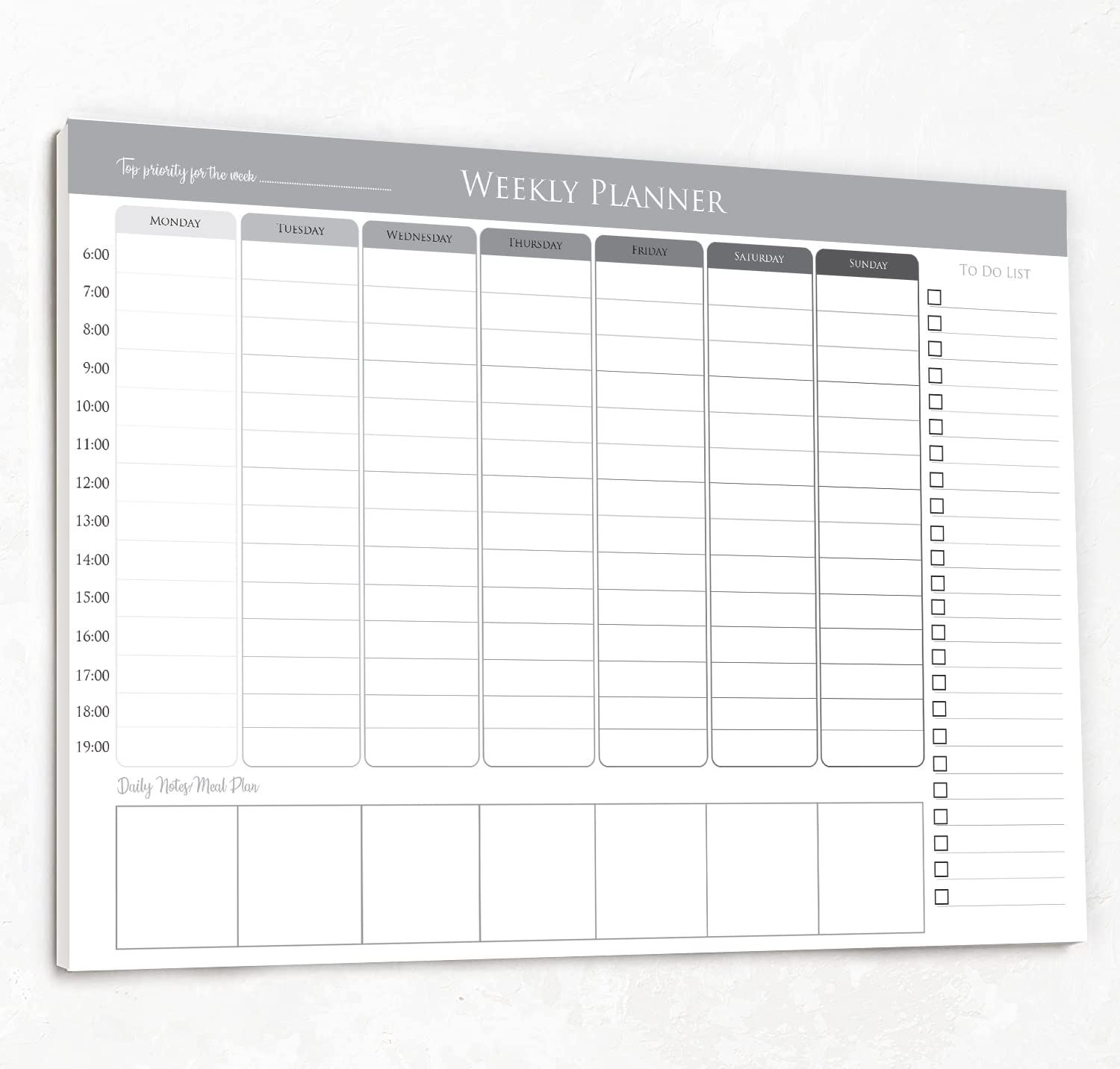 Weekly Planner Pad - Timetable Desk Planner Large A4 Day - Perfect for Home, Business, Students Revision, Appointments, Schedule