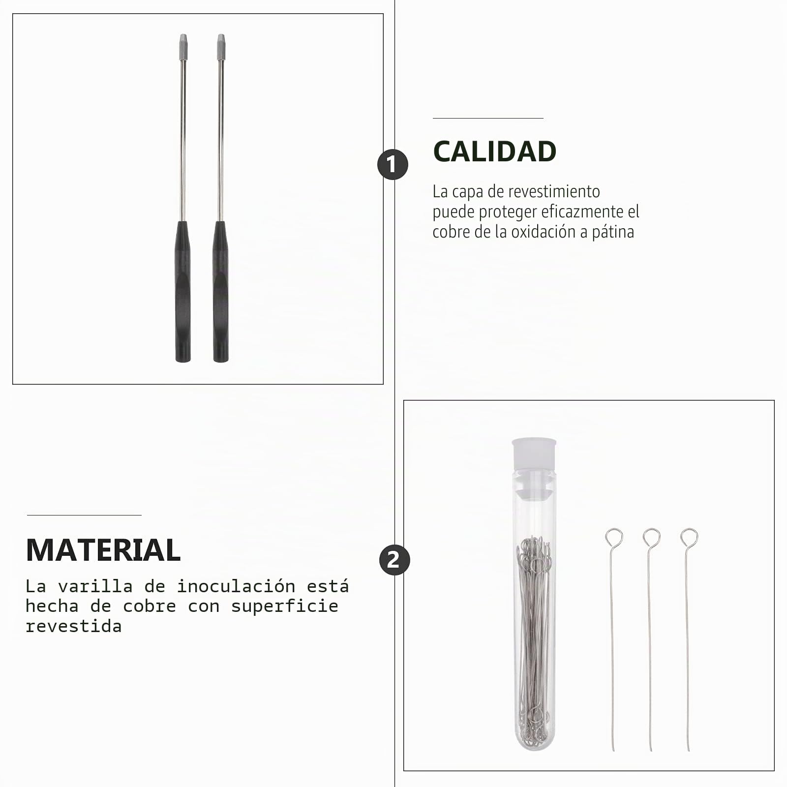 ULTECHNOVO Varilla De Inoculación De Microbiología Kit De 2 Piezas Con 90 Anillos Reemplazables Asa Reutilizable Con Mango Revestido Para Suministros De Laboratorio 8.26 X 0.47 X 0.47 in