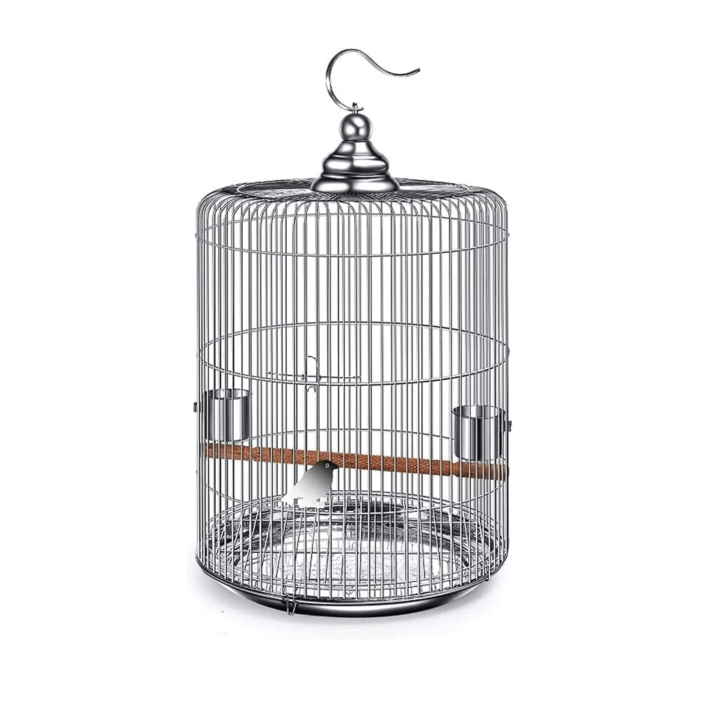 HTTGDGDH Round Birdcages Wrought Iron Birdcage Large Stainless Steel Bird Cage Portable Bird Carriers Simple Bird House For Outdoor,34cm/13.3in