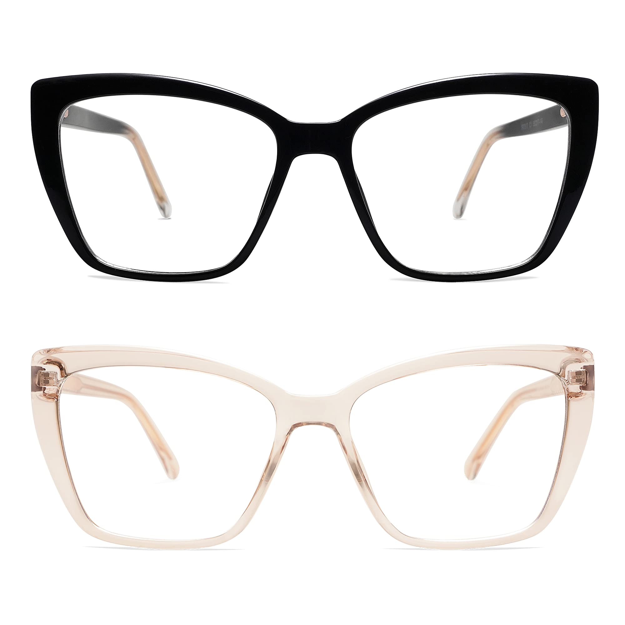 AMOMOMA Trendige TR90 übergroße Blaulicht-Lesebrille für Damen, stilvolle quadratische Katzenaugenbrille AM6031