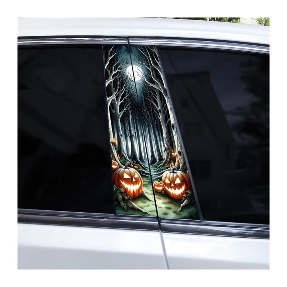 Body Parts 2pcs Car B-Pillar Decorative Stickers Halloween Scenery Man Car Center Column Sticker DIY Vinyl(C)