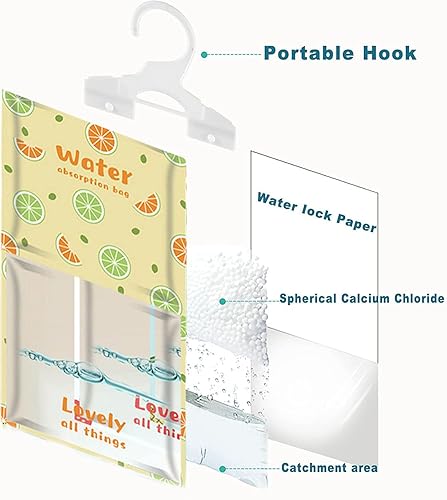 Miniatura 8 de YOUHO Absorbedor de humedad colgante, paquete de 5, elimina los olores a humedad para un aire más fresco y limpio, absorbe la humedad ideal para
