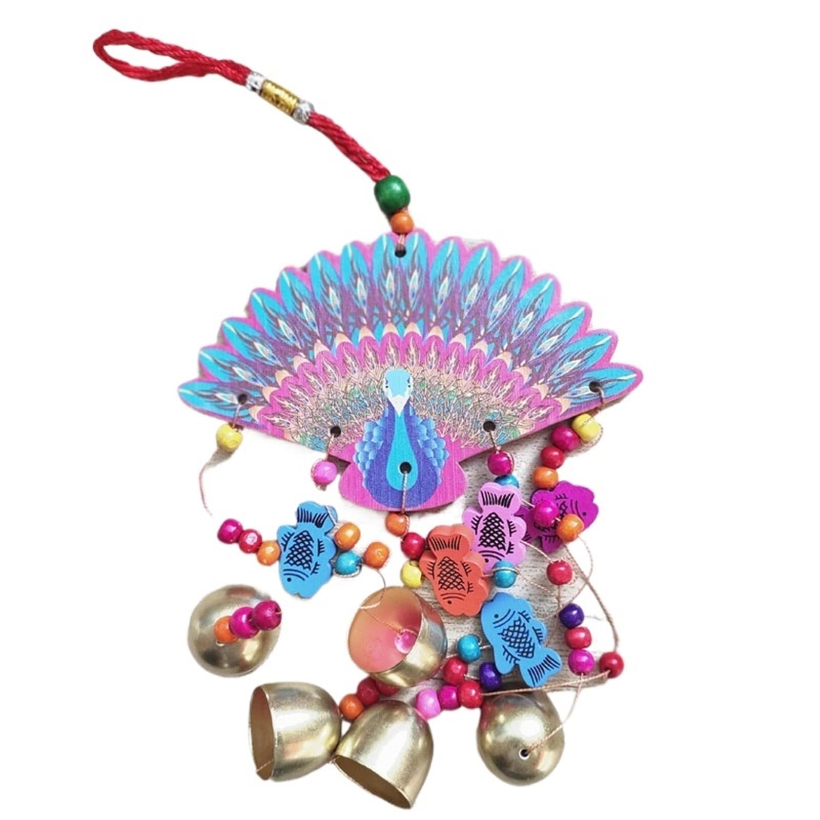 Wind Chimes Painted Wooden Wind Chime Outdoor Spinner With Bells Home Garden Decoration Ornaments(Color02)