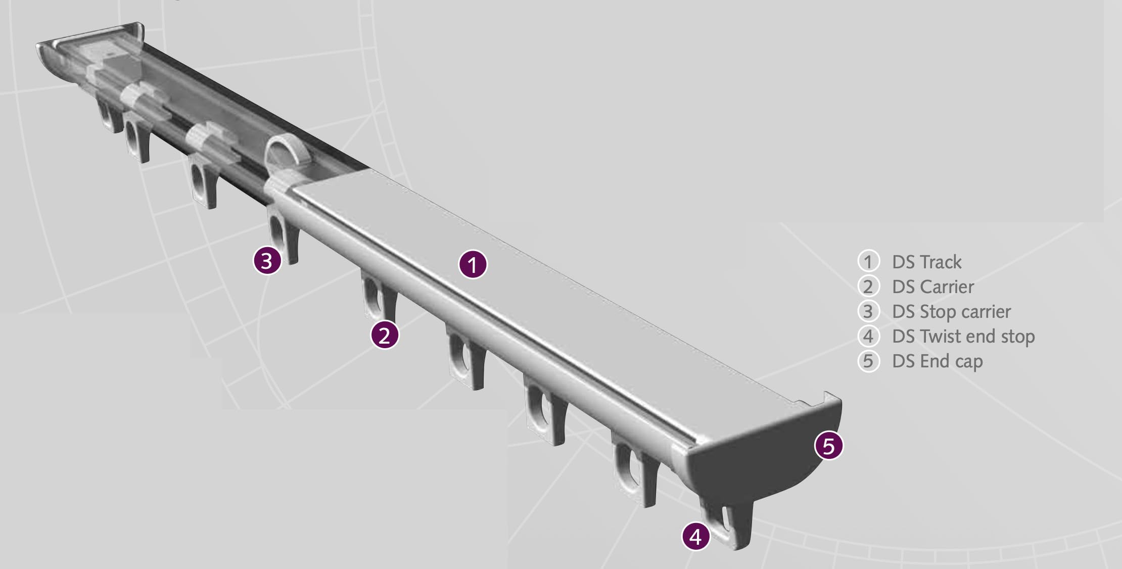 Tringle Pour Rideau à Rail Wave DS, Vagues Parfaites, Rail Aluminium, Blanc, 350cm extra plat H 12 mm