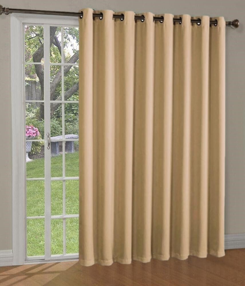 Amazon.com: 1pc Solid Extra-Wide Patio Door Window Curtain Panel ...
