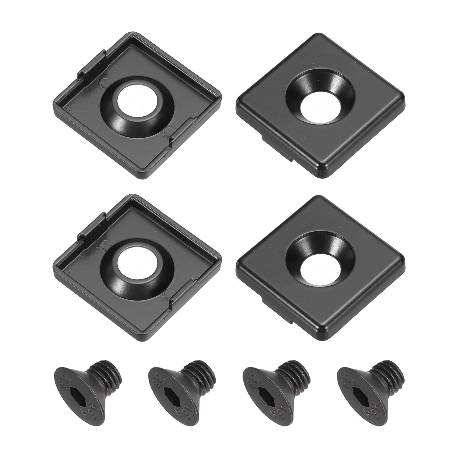 sourcing map 4 Pcs 3030 EU Standard T-Slot 9.5mm Hole Dia Aluminum Extrusion End Cap 30x30mm Black for Fish Tank Rack, Storage Rack with Push-in Fastener