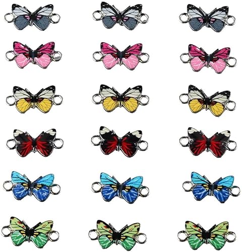 30 colgantes esmaltados con forma de mariposa, dijes de eslabones esmaltados de aleación con temática animal, dijes colgantes de metal para hacer