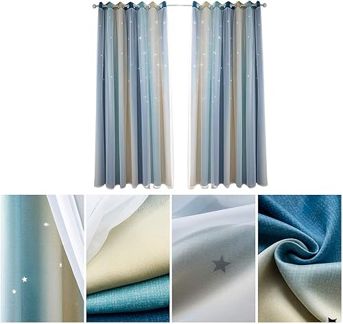 Miniatura 9 de Artibetter 2 cortinas de tul de doble capa de color degradado