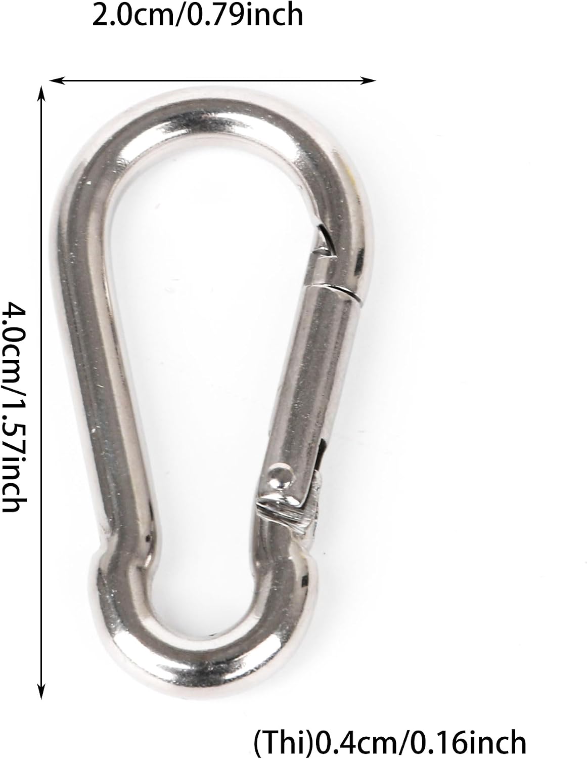 CNBTR M4 40mm 304 Stainless Steel Multifunctional Spring Snap Hook Quick Link Lock Ring Carabiner Set of 100