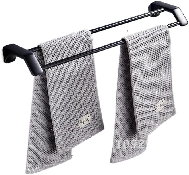 Matte Black Stainless Steel Shelf Double Towel Bathroom Rack Rail Towel Towel Accessories Bar Holder Bath Hanger Bathroom(Chrome 40 CM)