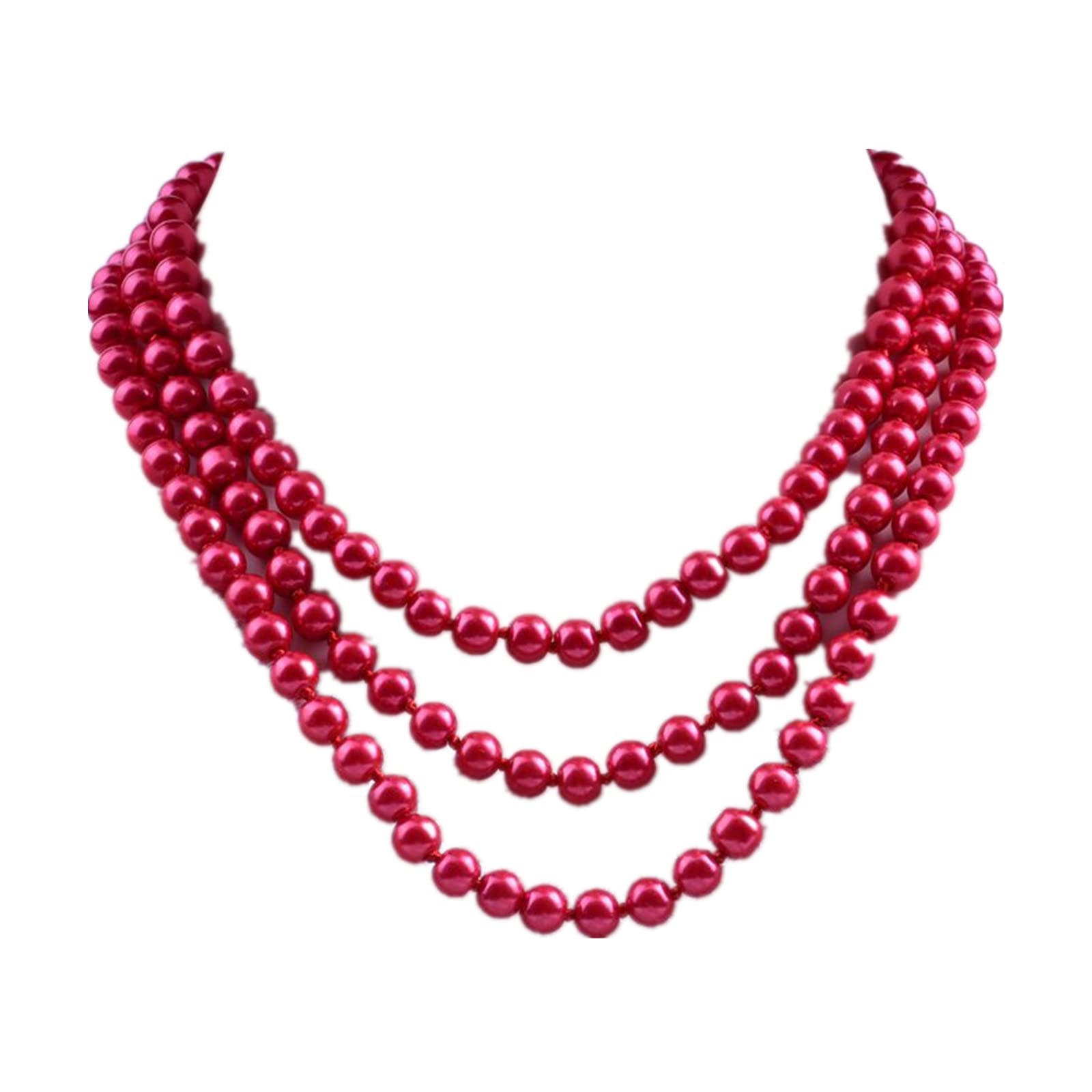 1920s Long Pearl Necklace Faux Pearls Necklace Imitation Beaded Long Pearls Necklace 1920s Gatsby Costume Jewelry