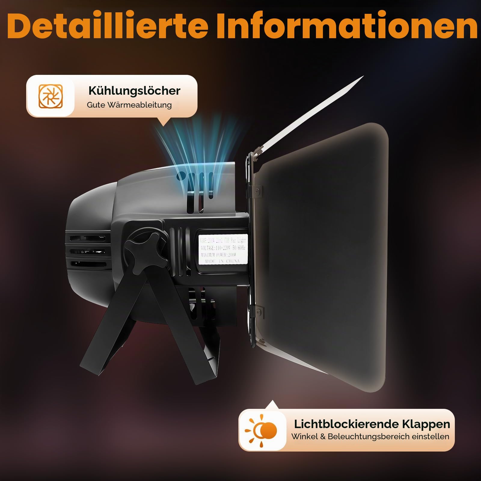 200W LED Bühnenbeleuchtung, 2in1 COB LED DMX512 Bühnenlicht Theaterstrahler Bühnen Par Effekte Spot Licht Außen Spot Licht Warmweiß/Kaltweiß