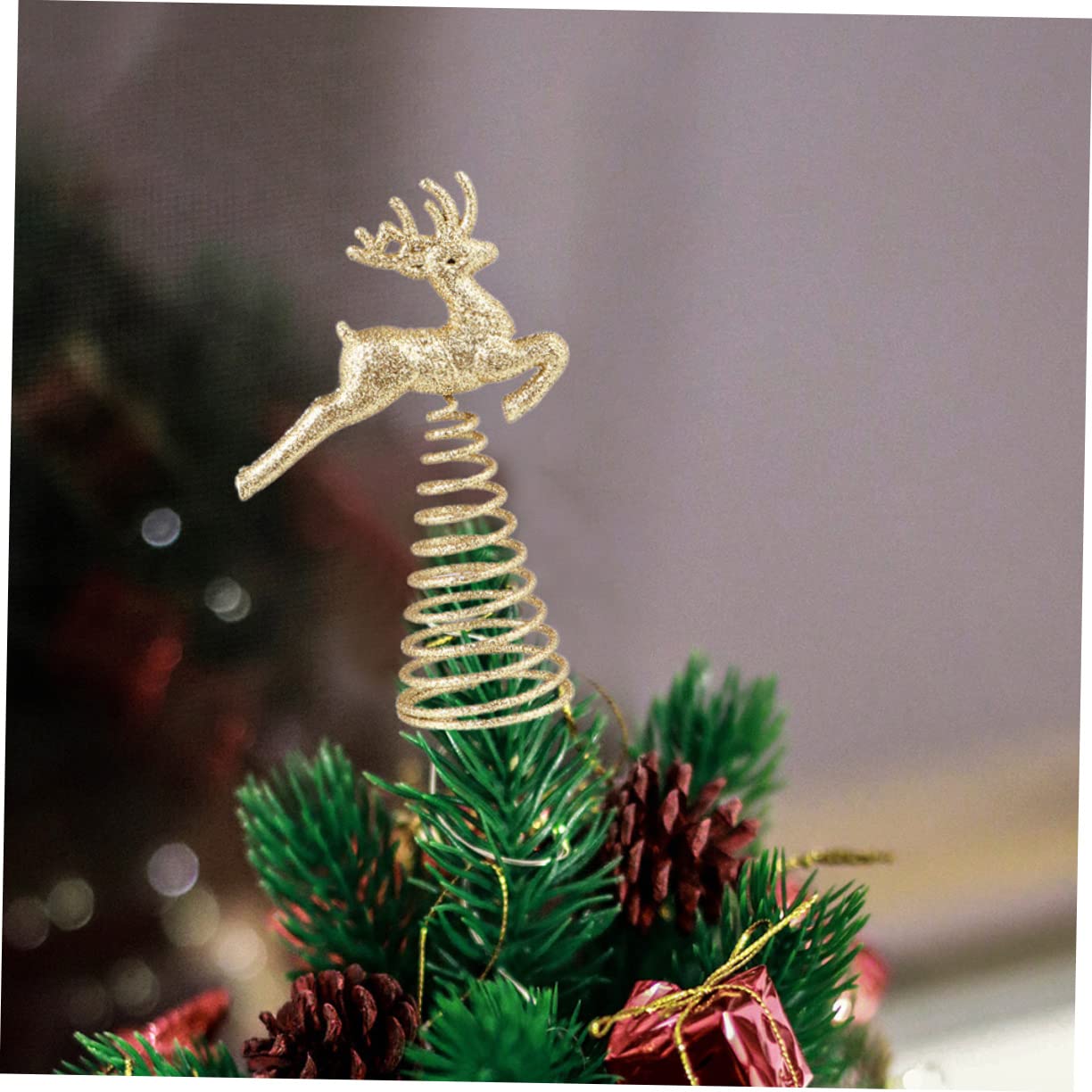MAGICLULU 8 Sätze Elch Baumspitze Stern Baumspitzen Baumschmuck LED Baum Weihnachtsbaum Sternspitze Weihnachtsbaumspitze Herbstschmuck Weihnachtsbaumspitze Hut Weihnachtsband 2 Stück * 8