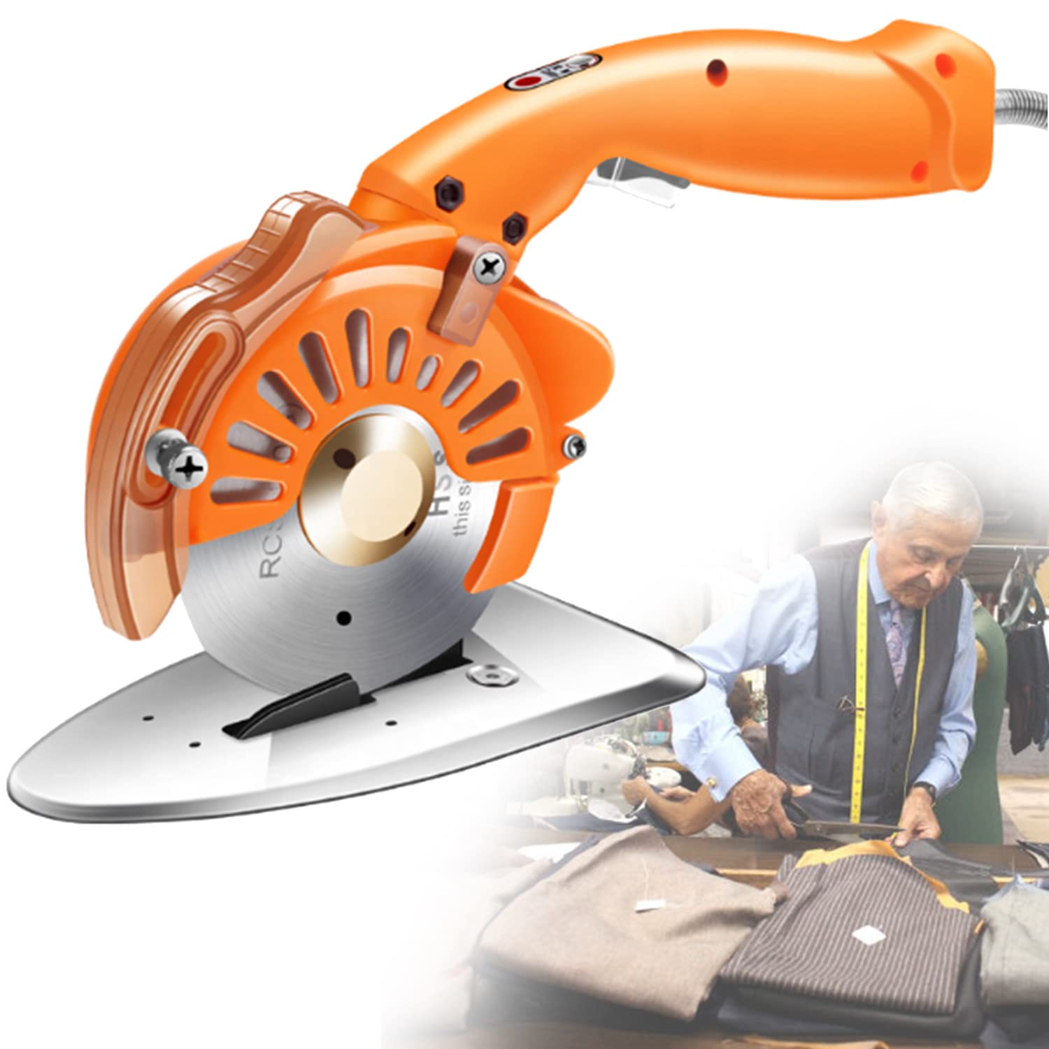 Forbici rotanti per Tessuto Elettrico, velocità Regolabile, Macchina da Taglio per Spessore della Lama Tonda, per tappeti in Tessuto Multistrato in Pelle, 100C(cut35mm) di Spessore (100C(Cut