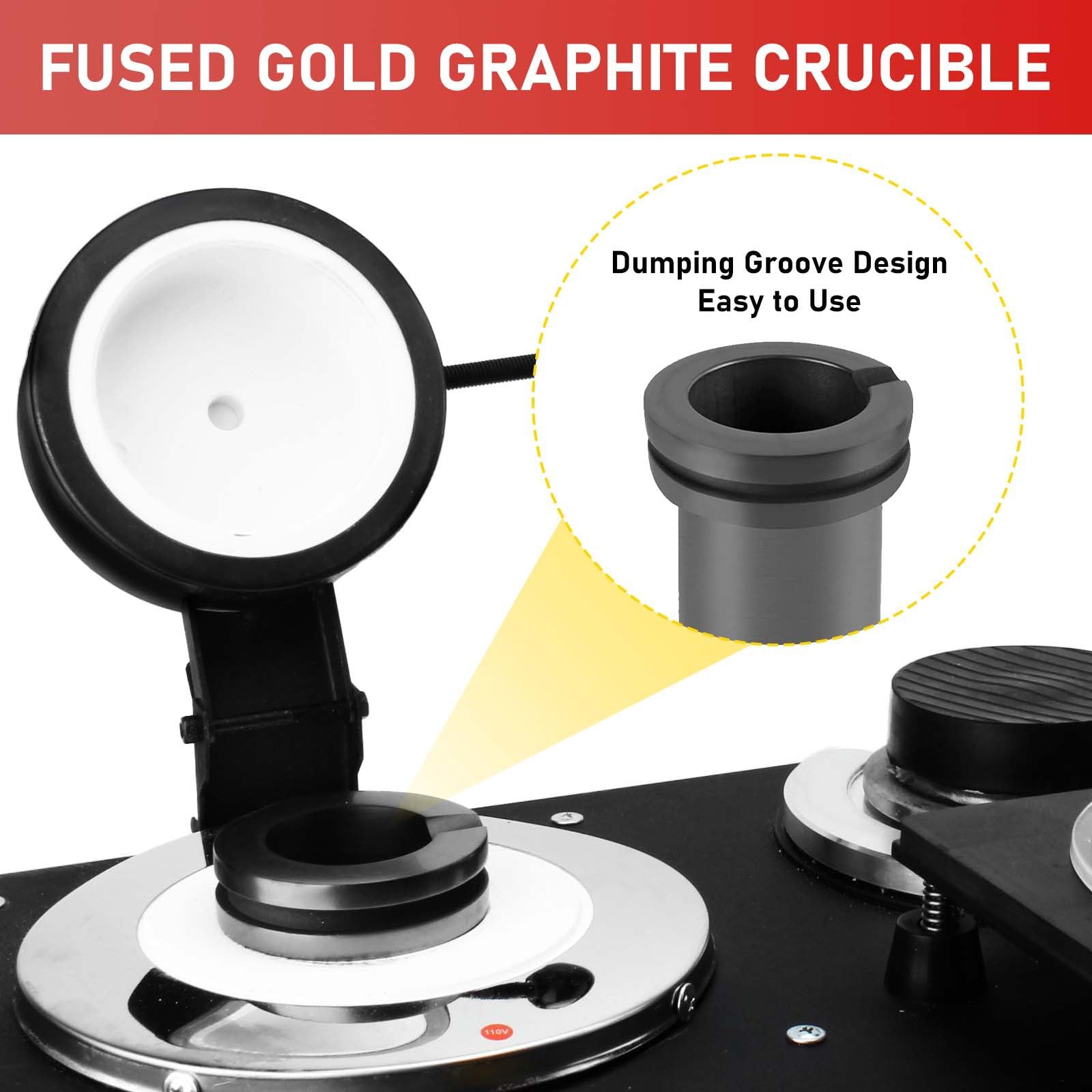 Four De Fusion d'or, Machine De Fusion sous Vide, Machine 3 en 1 De Coulée sous Vide, Affichage Numérique, Raffinage À Haute Température, pour La Fabrication De Bijoux en Aluminium Or Argent