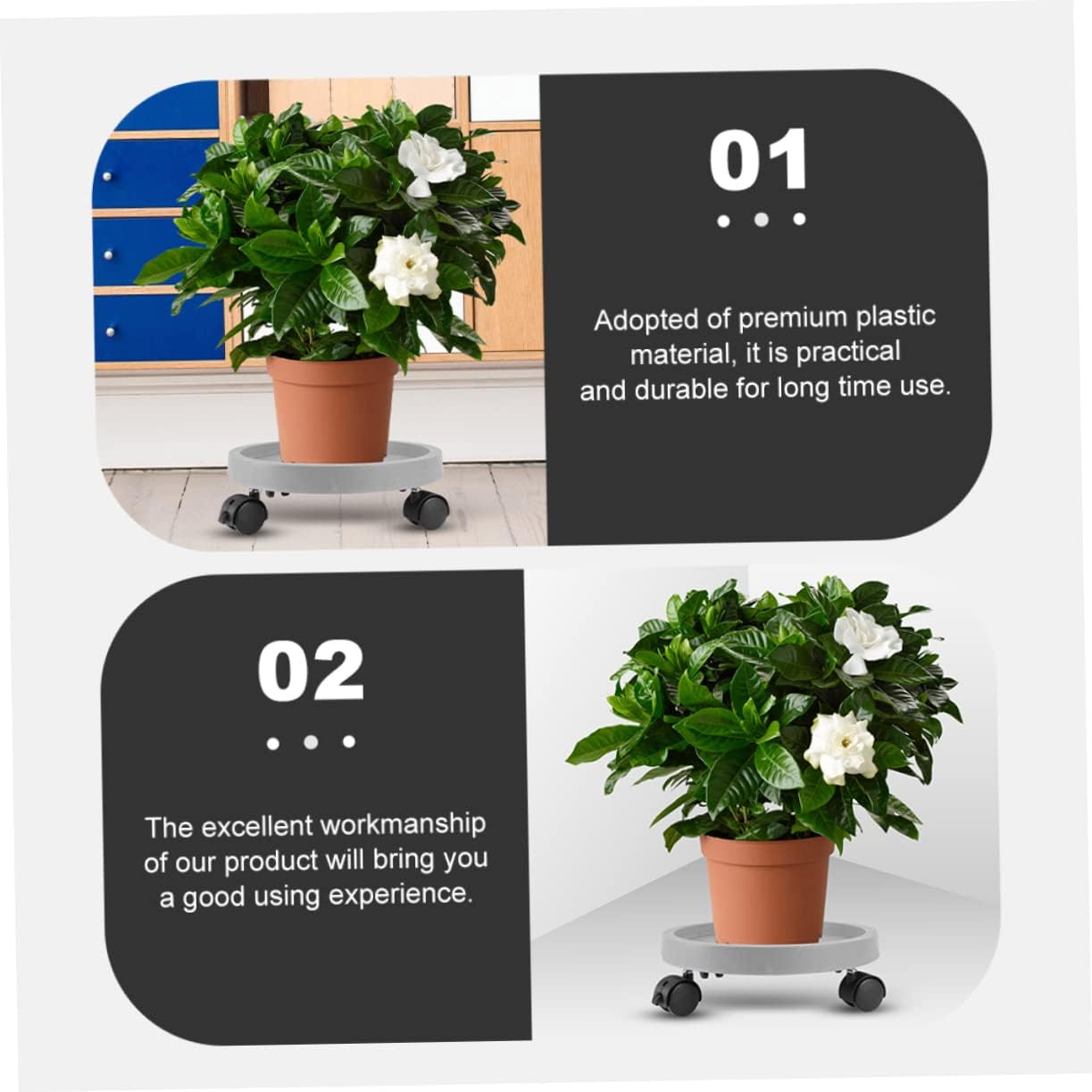Flower Pot Tray Water Catcher Plant Pot Base for Use Easy to Clean Lightweight Saucer for Potted Plants Grey Inner