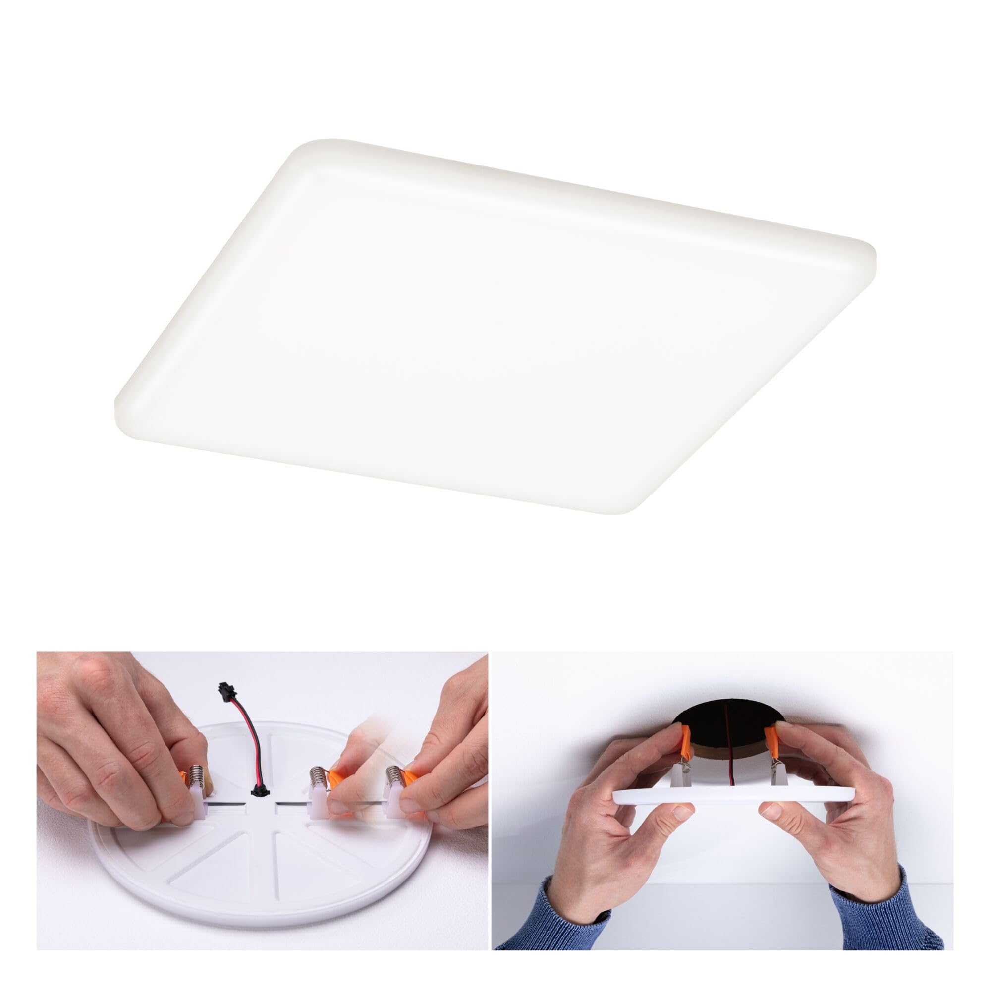 Paulmann 92398 Panel LED, oprawa wpuszczana Veluna VariFit, IP44 185x185mm czworok., w kompl. oprawa sufitowa 1x17,5 W satyn. tworzywo sztuczne 4000 K