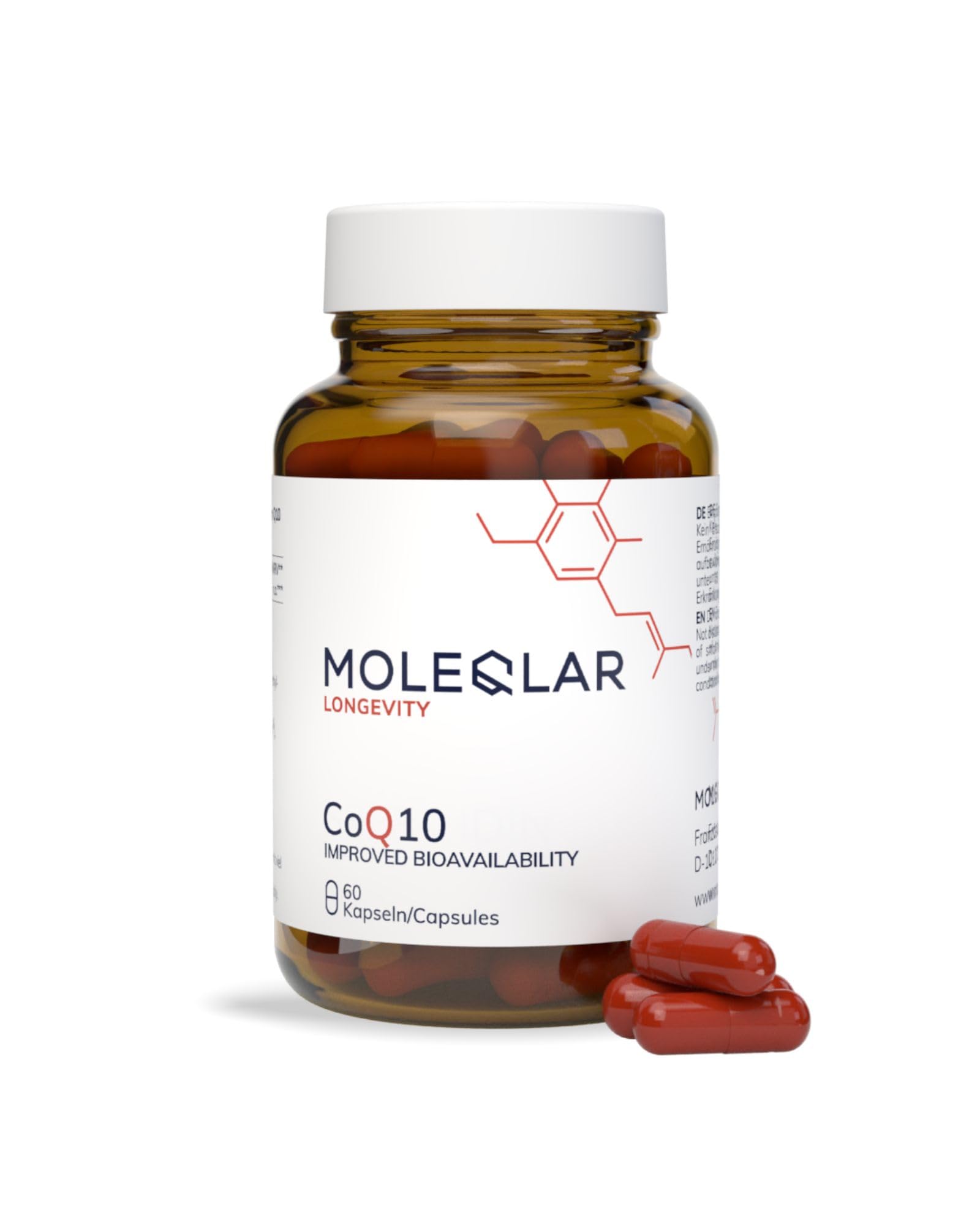 MoleQlar Coenzym Q10 Kapseln 60 Stück - 100 mg Ubiquinon aus Q10 Cyclodextrin - Markenrohstoff CavaQ10 - Monatsvorrat (30 Portionen) - laborgeprüft in DE