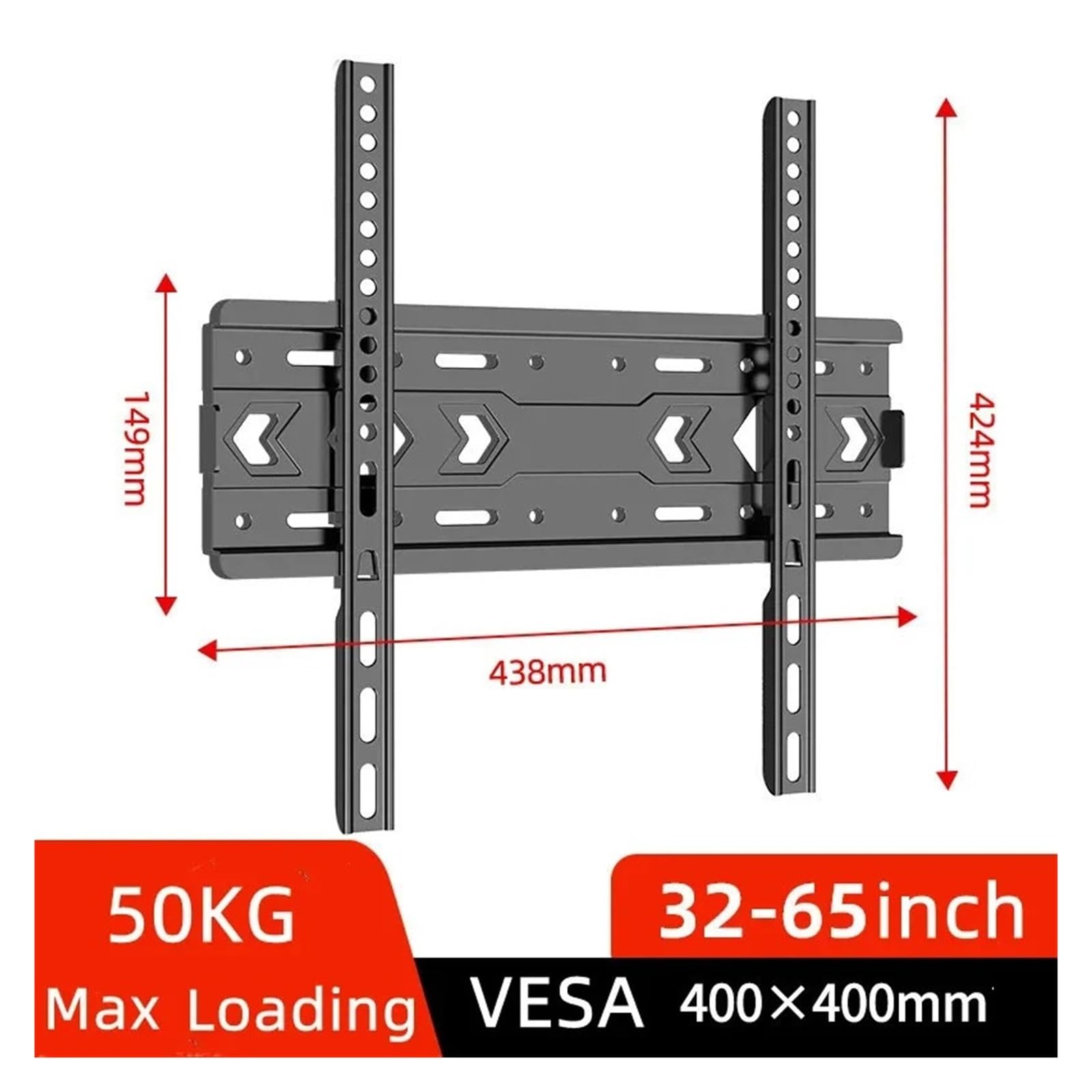 Supporto Universale Fisso da Parete per TV Piatte/Curve da 32-65", Design a Basso Profilo, inclinazione di ±15°, Staffa VESA 400x400mm, Facile Installazione, Supporto Rob