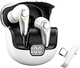Basike Fone de Ouvido Sem Fio Bluetooth 5.4, Headset Gamer Intra-Auricular com Áudio Hi-Fi, Mic ENC, Display LED, 40H de Bateria – Para Jogos, Streaming e Dia a Dia – Branco