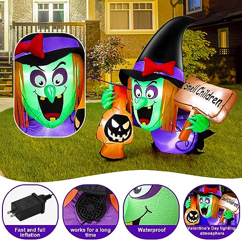 4FT Halloween Inflatable Witch Glowing Decorations