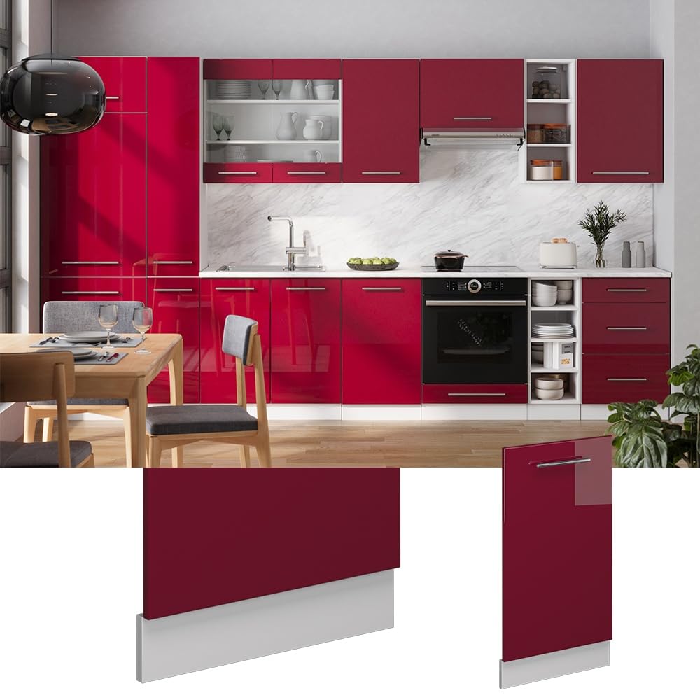 Vicco Façade de Lave-Vaisselle Fame-Line, Bordeaux Brillant, 45cm
