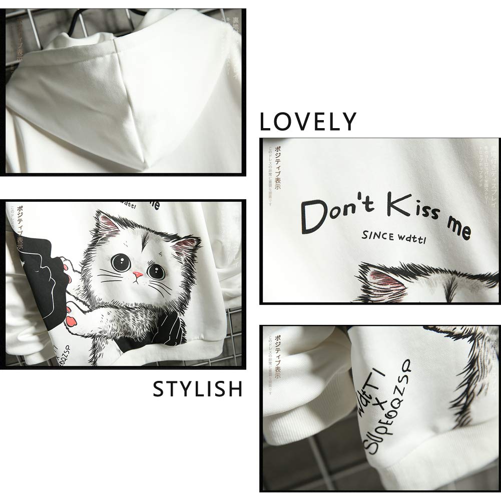 Bluza z kapturem, dla miłośników kota, unisex, z kaszmirem, ochrona przed zimnem, dla chłopców i dziewczynek, pogrubiona bluza na jesień i zimę, bardzo duża, długie rękawy, modna, spersonalizowana, ciepła kurtka męska, M-5XL