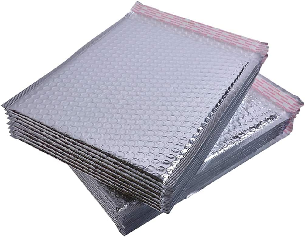 Althiqah Bubble Mailers Padded Envelopes Self Seal Mailing Envelopes Poly Bubble Padded Mailers Matte Shipping Envelopes Packaging for Business (Silver, 18cmx23cm+4cm=50pcs)