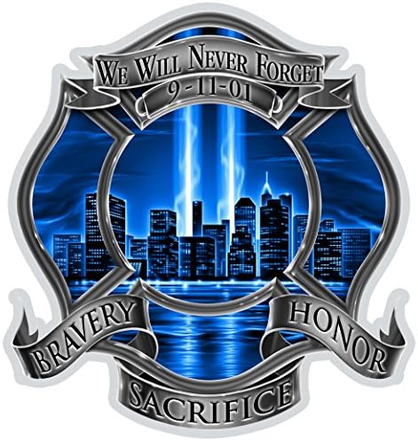 Collectible Firefighter Decals (4in), Share Your Support with Our 911 Firefighter Blue Skies We Will Never Forget Stickers for Your Home, Car, Cases and More, Souvenir Gifts for Firefighter