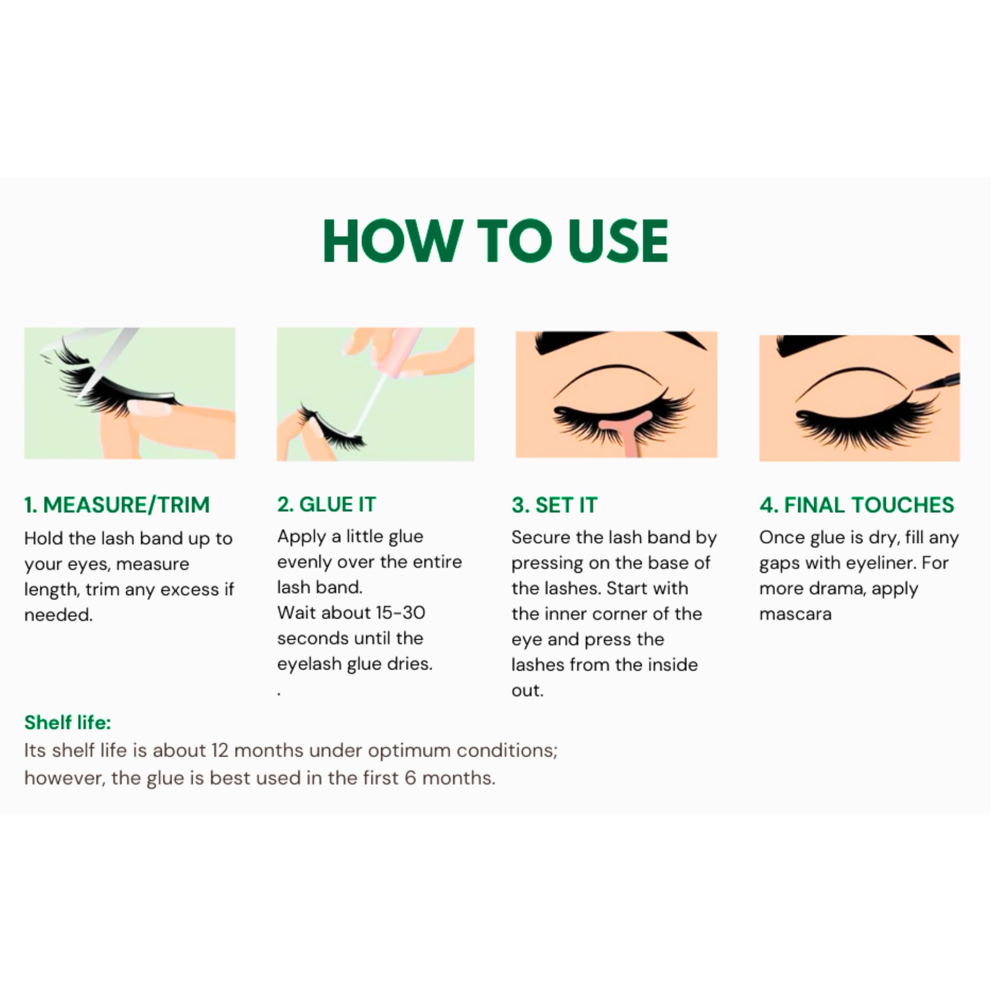 Colla DUO resistente all'acqua per ciglia e sopracciglia, inodore, vegana (1 Duo green)