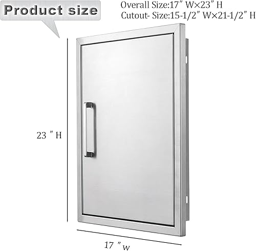 Miniatura 2 de Atatod Puerta de cocina al aire libre, puerta de acceso de cocina al aire libre de 17 "W23 H, barbacoa de acero inoxidable puerta única, se puede