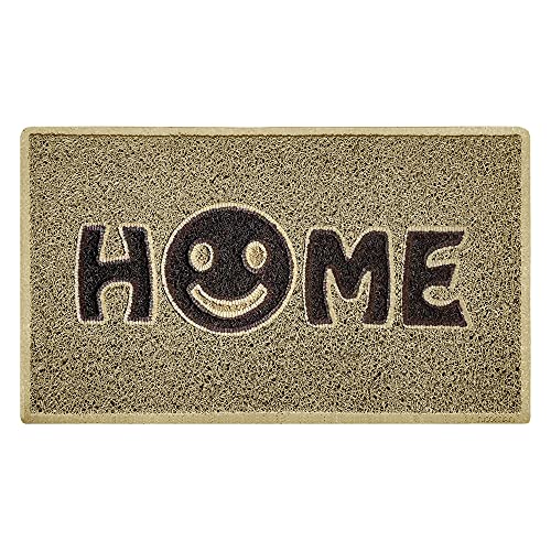Nicoman Felpudo con Cara Sonriente, Espaguetis, Beige con Detalles Marrones, 75 x 44 cm Cover