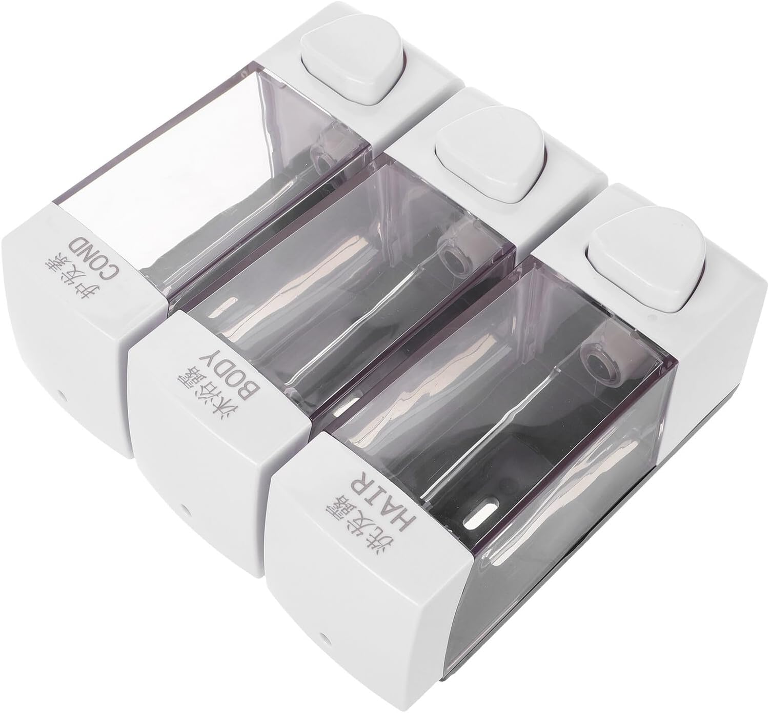 BESPORTBLE Shampoo Dispenser for Shower Wall 3-Chamber White Plastic Body Wash Soap Dispenser with Spring Pump, Refillable Bathroom Shower Liquid Holder for Travel and Home Use