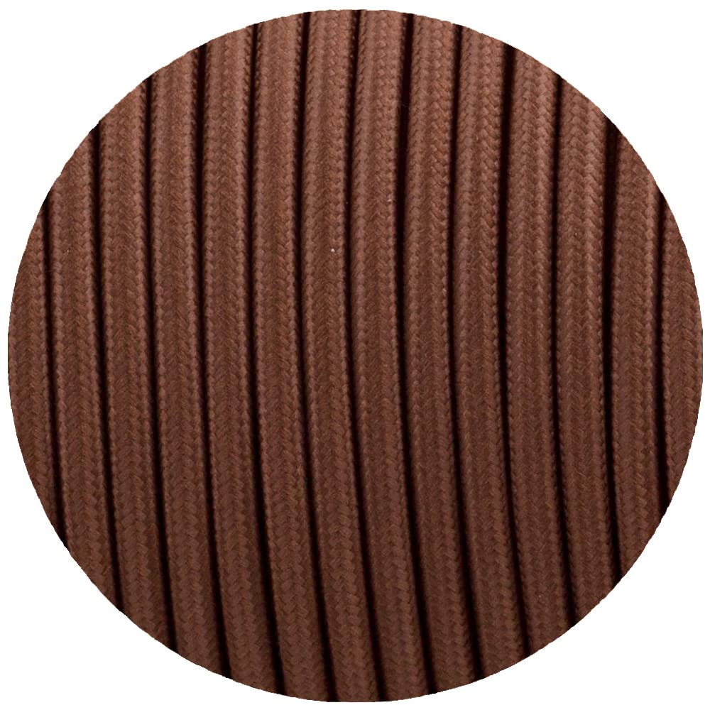 2 Core 5 Meters Browni Colour Round Fabric Cable, Vintage Style Italian Braided 0.75mm Flexible Lighting Electrical Cable for UK Lighting.