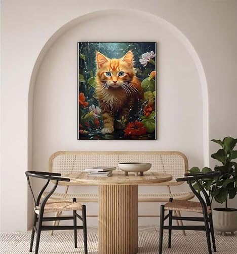 Waxonle DIY Diamond Painting Chat Diamant Painting, 5D Animal Diamond-Painting Broderie Diamant Kit Complet, Peinture Diamant Adulte DIY Cristal Strass Diamond Dots, Tableau Decoration Murale 40x50cm – vue 4