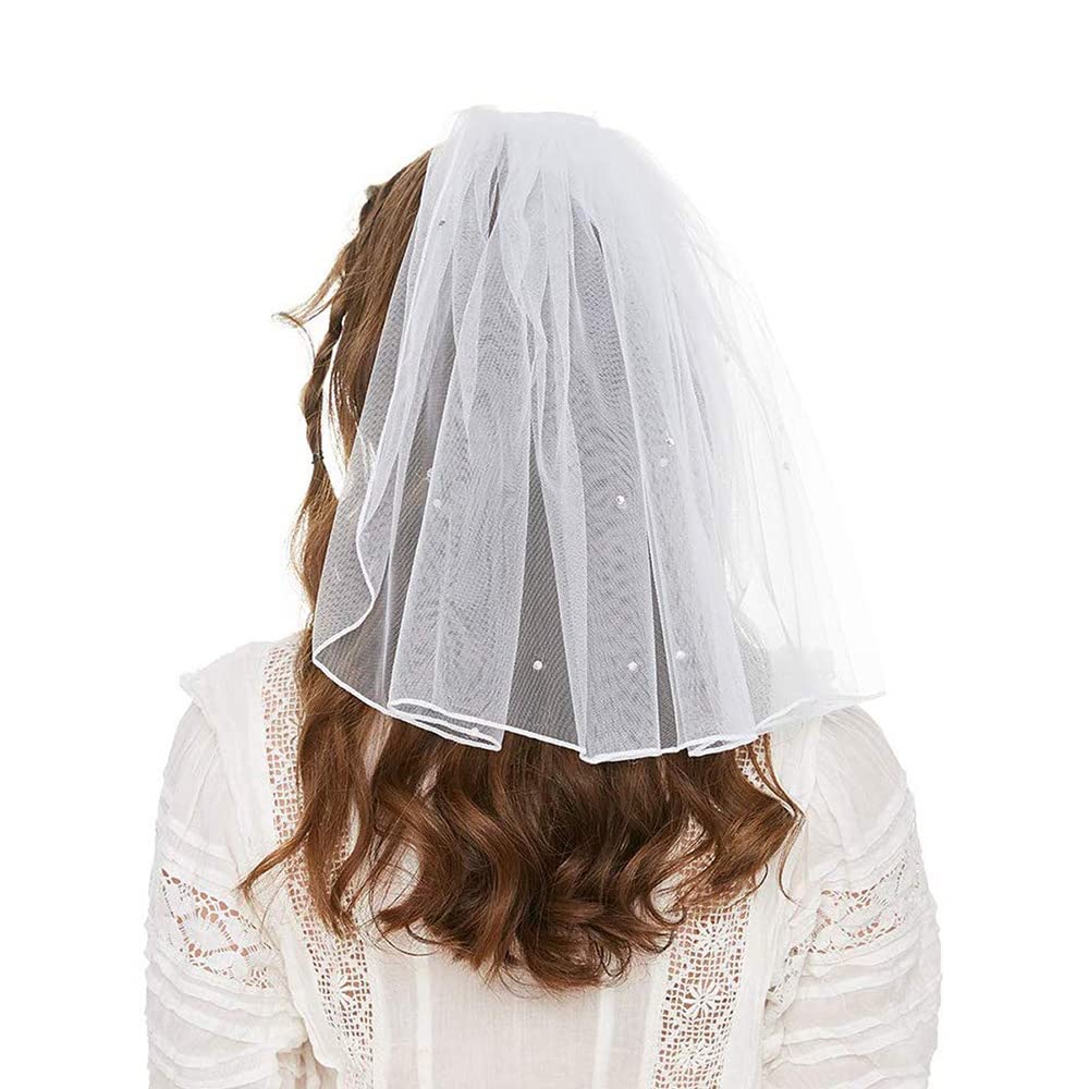 Bufenia Voile Mariage Court Avec Peigne Et Strass - Voile Épaule Pour Mariée