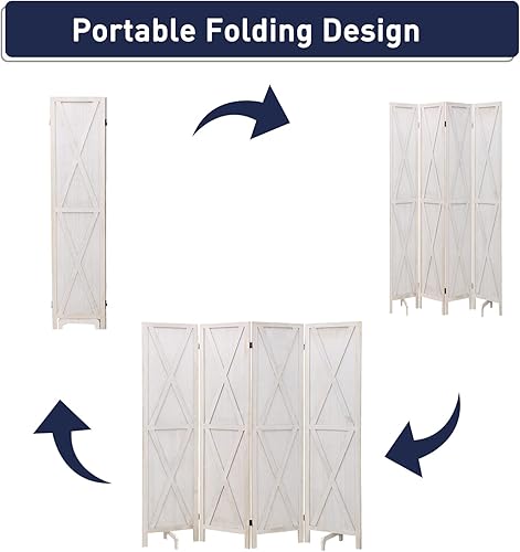 Miniatura 2 de ECOMEX Divisor de habitación de 4 paneles de 56 pies de madera y pantallas plegables de privacidad para el hogar oficina restaurante dormitorio