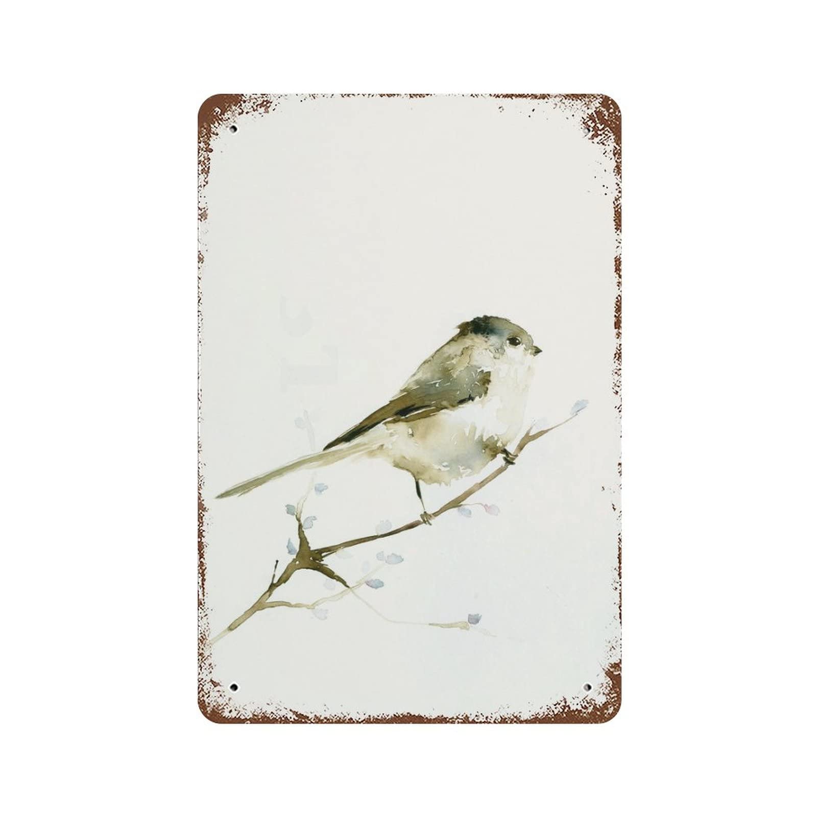 Pibonto Women's Wall Art Long Tailed Tit Bird Vintage Metal Plaque Sign Retro Poster Vintage Metal Tin Signs For Men Garden Wall Decor For Home Bathroom Man Cave Cafe Garage Wall Sign 8X5.5 Inch