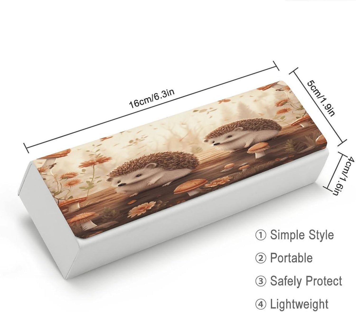 Leather Hard Shell Eyeglass Case with Cleaning Cloth for Women Men image 2