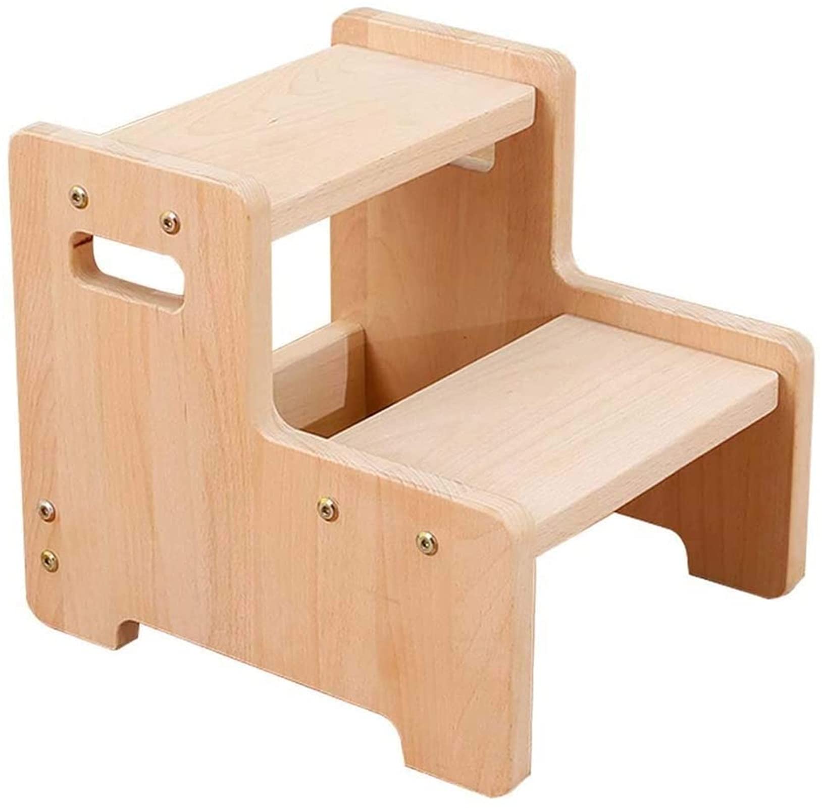 Taburete de Escalera portátil, Taburete de Escalera portátil, Taburete de Escalera para niños con Dos escalones y Asas, Taburete de Madera para niños pequeños, Taburete de Dos esca