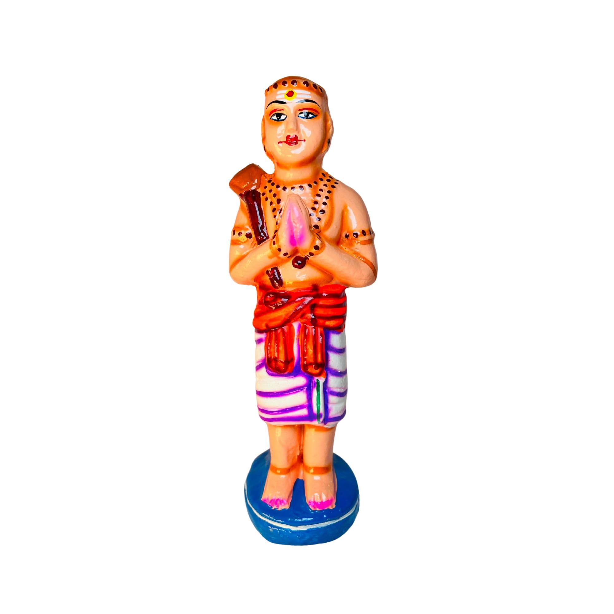 GP Decors Nalvar Saints Golu Doll Set – 10 Inch Clay Doll Appar, Sundarar, Manickavasagar & Sambandar Idols | Handcrafted Paper Mache Bommai for Navarathri Kolu Decor | Shaivite Saints Display Set - Image 4 thumbnail