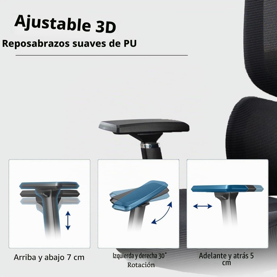 Sedia da Ufficio ergonomica con Rete Traspirante, Supporto Lombare Regolabile, braccioli e poggiatesta 3D, Funzione Dondolo, Altezza Regolabile, capacità di carico 200 kg - Comoda