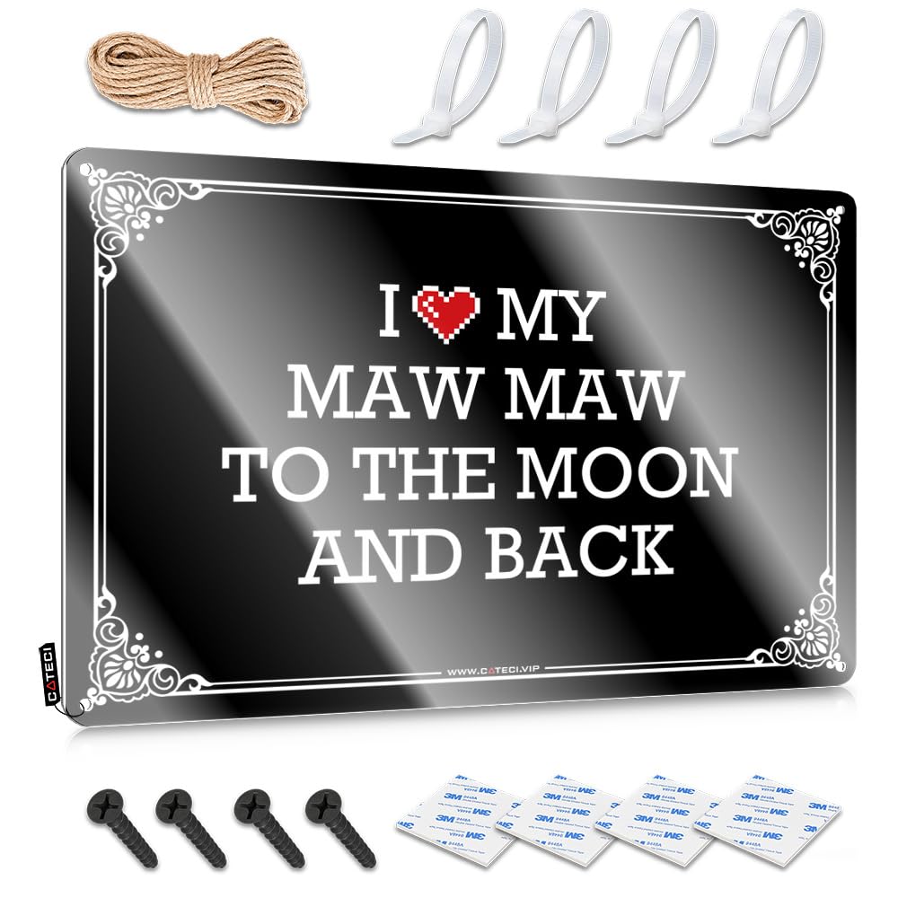 Funny Bedroom Decor Funny Wall Signs Nice | I Love My Maw Maw To The Moon And Back Weathered Tailgating Decoration(30X40CM)