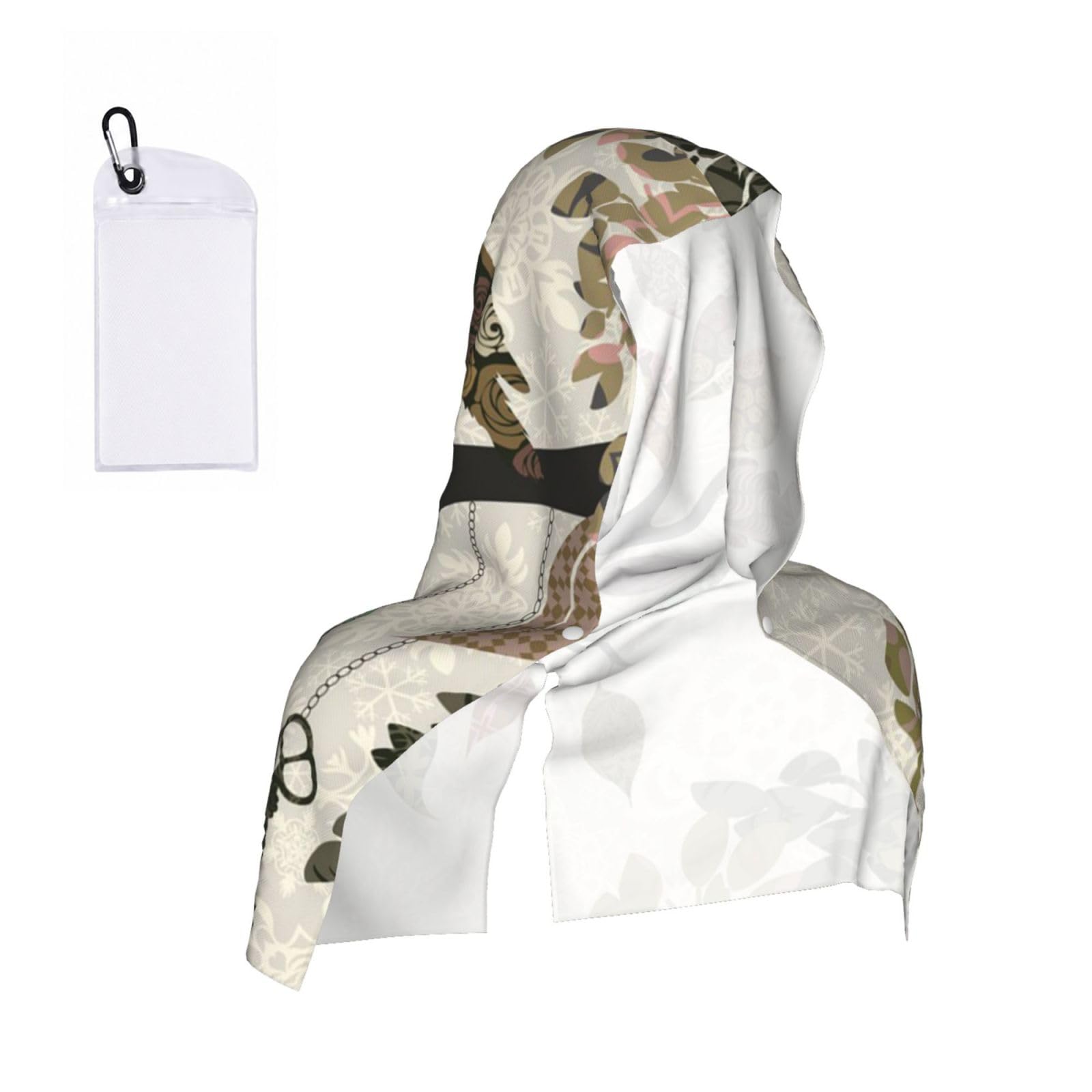 SATUSA Birds On Branches Print Cooling Hoodie Towel, Cooling Towels For Neck And Face, Quick Drying Absorbent Cooling Head Towel Beach Camping Gym Construction(2pcs)