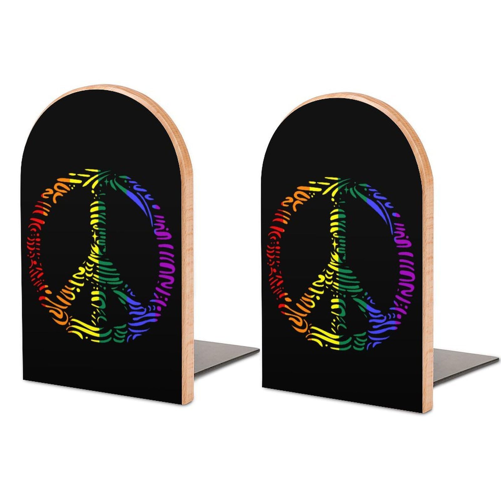 Peace LGBT Rainbow Flag Book Ends for Shelves Bookends Bookshelf Holder Stand Books Stopper Home Office Decor