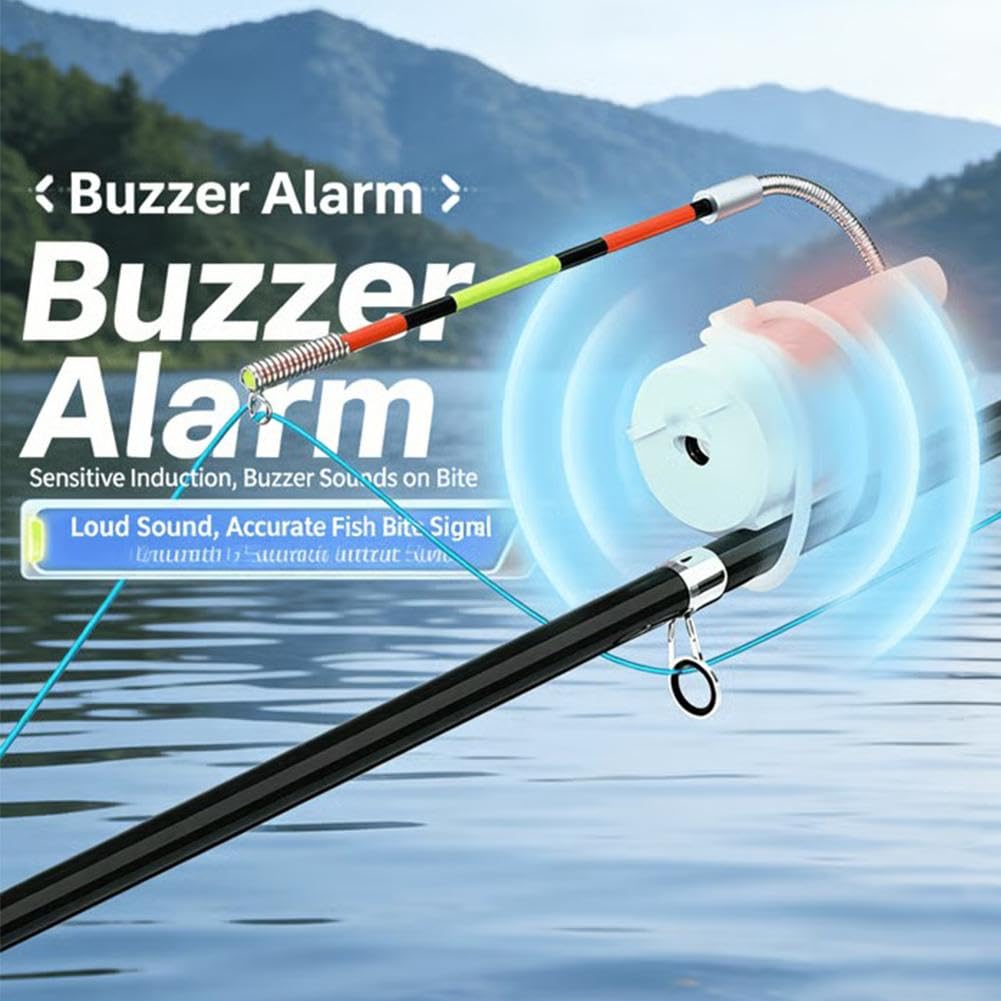 Allarme di abboccata da pesca, ad alta sensibilità, indicatore di canna da pesca notturna, allarme elettronico luminoso a LED con suono cicalino, impermeabile, portatile, allarme morso intelligente
