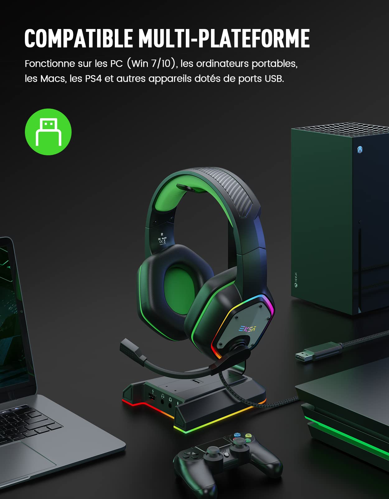Alti Audio EKSA Gaming Con Microfono 7.1 Surround Sound - Dettaglio