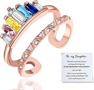 To My Daughter Fidget Ring for Anxiety Girls - Fidget Rings for Anxiety for Women, Adjustable Stacking Anxiety Relief Rainbow Fidget Ring Jewelry Giftster Fidget Ring for Anxiety Girls - Fidget Rings for Anxiety for Women, Adjustable Stacking Anxiety Relief Rainbow Fidget Ring Jewelry Gifts (Rainbow Rose Gold)