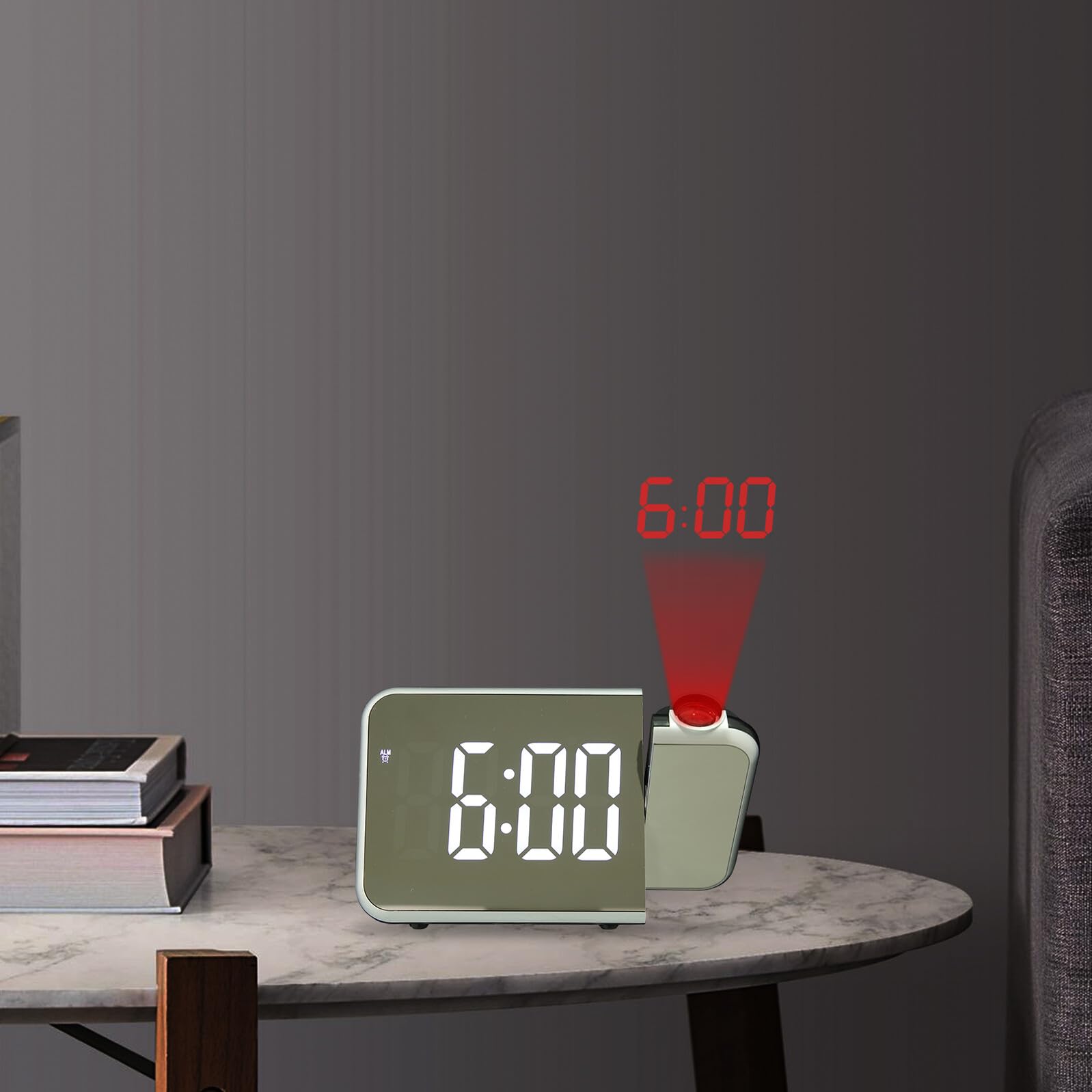 TOYANDONA Reloj Despertador de Proyección de Escritorio LED Digital | Plástico, 1 Juego Cable Usb, Funciones Múltiples, Uso en Bar y Restaurante
