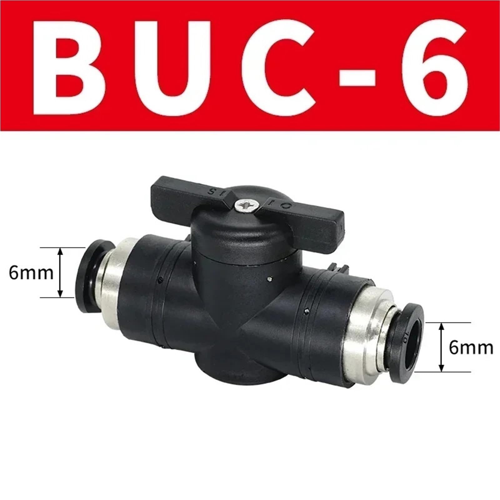Valvola di Sovrappressione Connettore rapido a innesto Pneumatico BUC per Accendere l'interruttore a Sfera Manuale con limitazione di Corrente 4 mm 6 mm 8 mm 10 mm 12 mm(BUC 6MM,10 PCS)